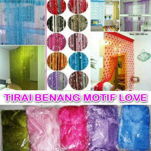 Tirai Benang Cantik Motif Love Korean Style Gorden Dekorasi Interior - 775